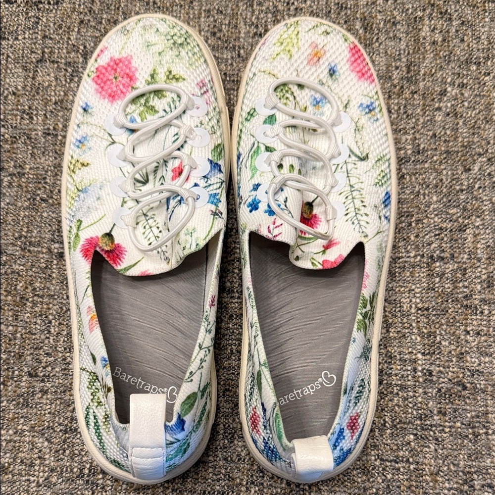 BareTraps Women's Floral Lace-Up Sneakers - White Multi